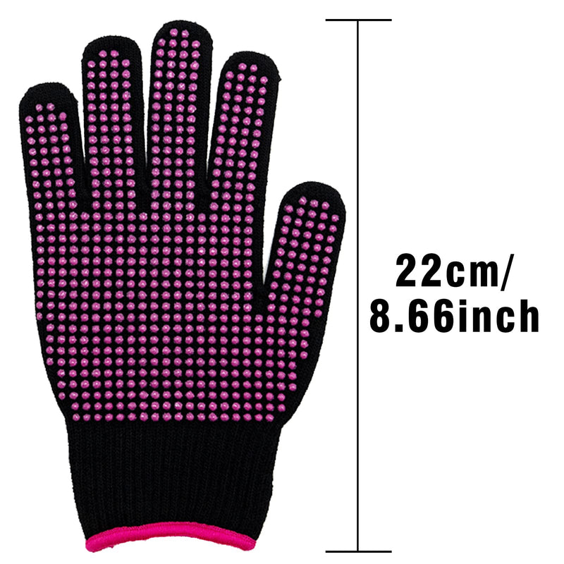Heat Resistant Glove for Hair Styling, 2 PCS Professional Heatproof Mitts, Heat Protection Gloves with Non-Slip Silicone Bump for Hair Tools, Curling Iron Wand, Flat Iron, Hot-Air Brushes