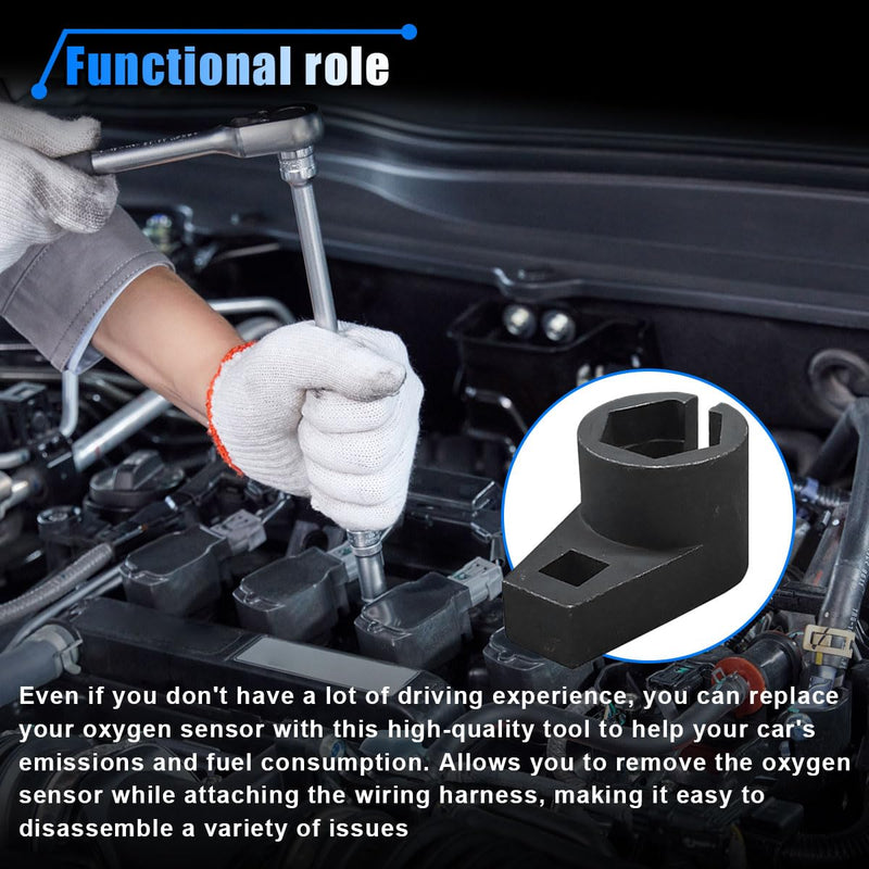Automotive Offset Oxygen Sensor Socket, 3/8-Inch Drive, 7/8-Inch (22mm), Side Wire Gate Accesses Sensor for Protect Wire from Damage, Universal Removal Tool Car Accessories for Most Cars