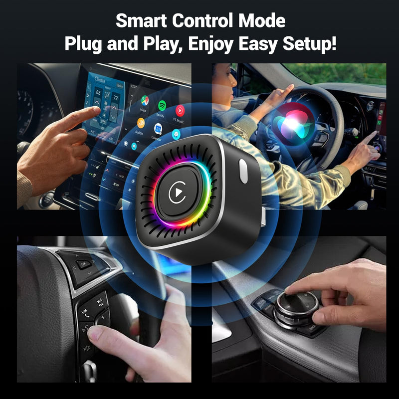 Wireless CarPlay Adapter & GPS Tracker, 2-in-1 Mini USB Dongle with Fast Auto Reconnect CarPlay Wireless Adapter, Plug and Play for OEM Factory Wired CarPlay Vehicles Black