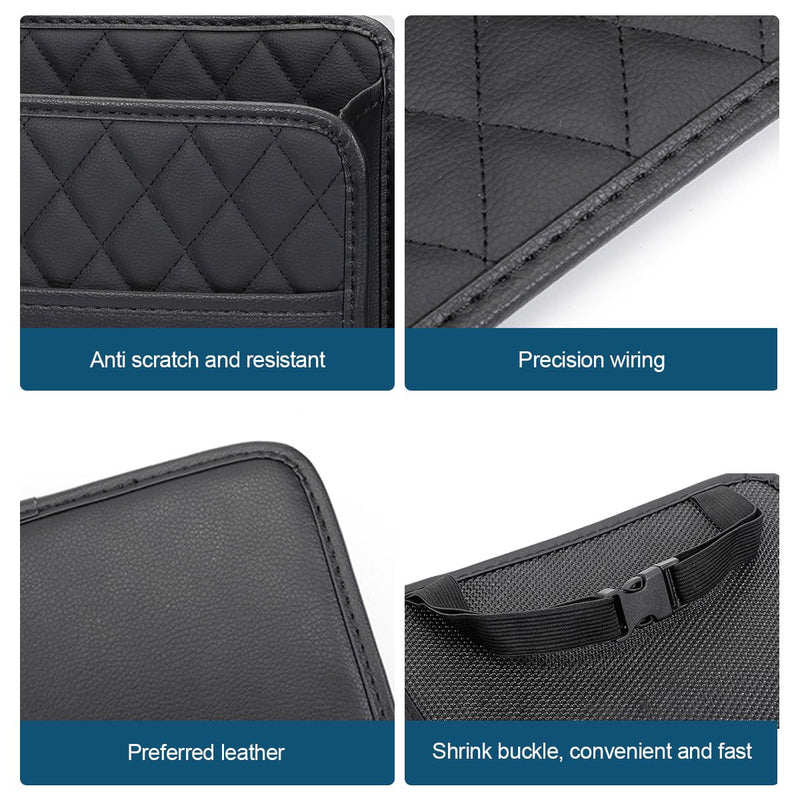 Mandark Car Seat Back Organizer, PU Leather Vehicle Backseat Hanging Storage Pocket, Multipurpose Auto Travel Essentials Accessories for Kids & Adults, Universal for Most Cars (Black) Black