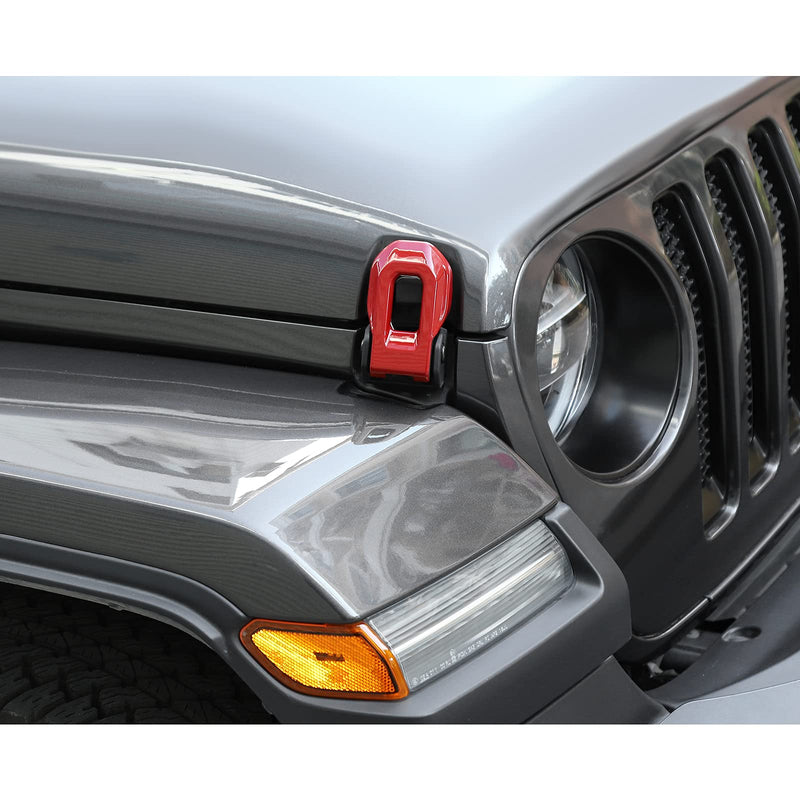 Voodonala for Jeep JL ABS Hood Latches Engine Buckle Bonnet Fastener Engine Cover Decor Trim Protction Cover for 2018-2025+ Jeep Wrangler JL JLU Gladiator JT 4xe Exterior Accessories ABS Red 2pcs
