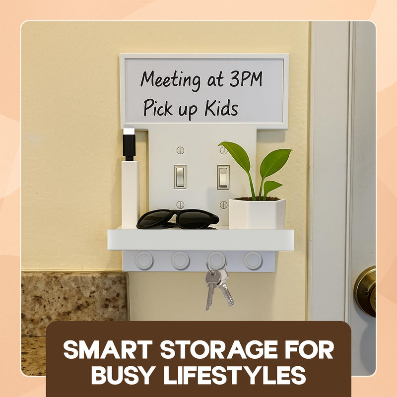 Double Light Switch Cover Shelf. Organizer, Shelf Holds 10 lbs. Wall Organizer. Outlet Cover for Bathroom or Any Room, Holds Echo, Electric Tooth Brushes and Speakers.