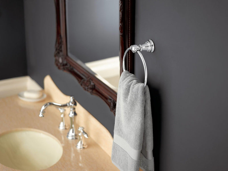 Moen YB8486CH Weymouth Bathroom Hand Towel Ring, Chrome 6.5 x 3.15 x 7.29 inches