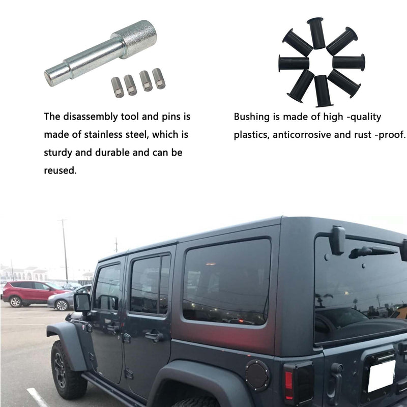 Door Bushing Removal Tool Hinge Liners for Jeep Wrangler JK JKU JL JLU & Gladiator JT 2007-2025 (Removal Tool and 4 Pins) Door Bushing Removal Tool and 4 Pins