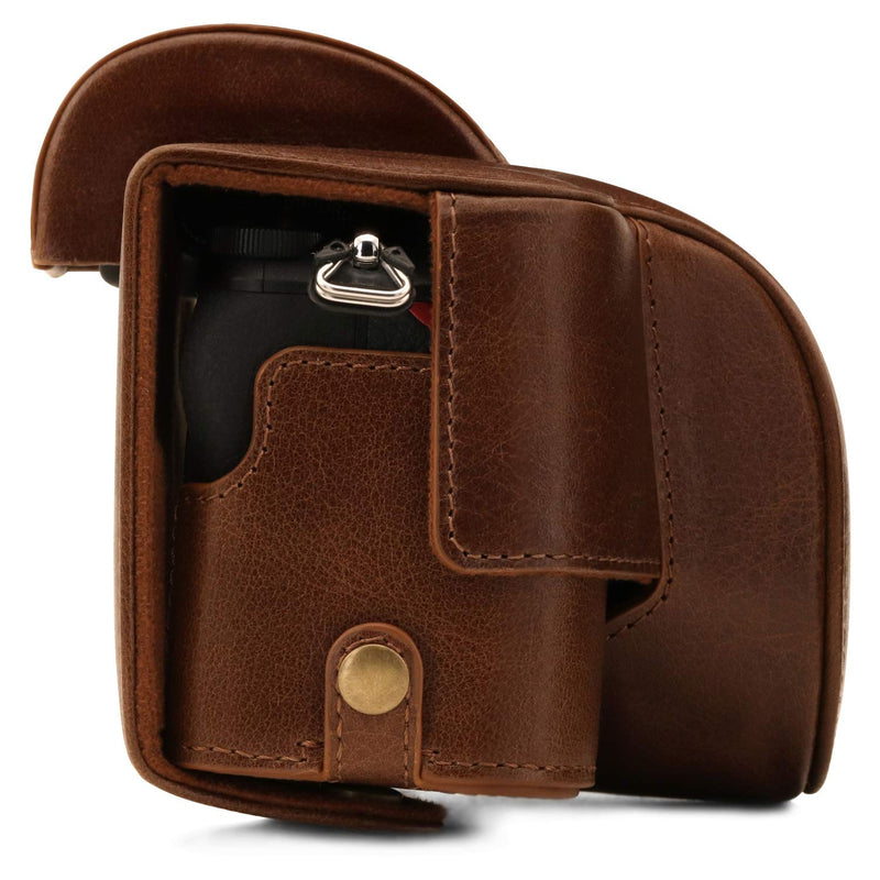 MegaGear MG1814 Ever Ready Genuine Leather Camera Case Compatible with Nikon Z50 (16-50mm) - Brown
