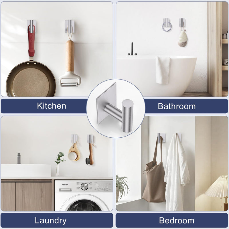 Lairuier Self Adhesive Bathroom Hardware Set, Includes Towel Bar, Toilet Paper Holder and 2 Towel Hooks, Brushed Nickel Bathroom Hardware Accessories, Towel Racks for Bathroom, Kitchen, Washroom Medium