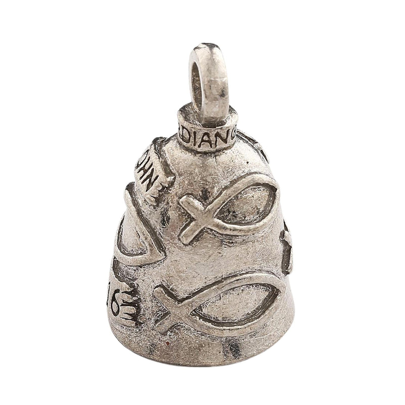 Guardian Bell Religious Good Luck Bell w/Keyring & Black Velvet Gift Bag | Motorcycle Bell | Lead-Free Pewter | Made in USA John 3:16