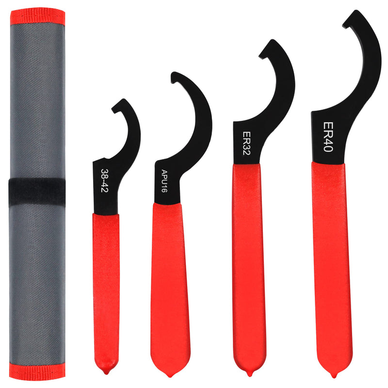 4pcs Coilover Spanner Wrench Set Adjustable Shock Wrench Heavy Duty Steel C Spanner for Most Coil Overs Shocks Adjustment and Suspension System 4 PCS Red