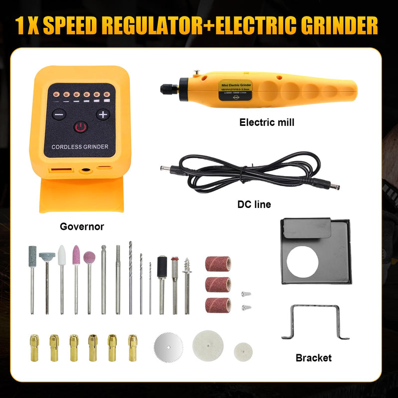 Cordless Rotary Tool Kit for DEWALT 20V Max Battery, 6-Speed with 25 Accessories, Multi-Purpose Power Rotary Tool for Sanding, Polishing, Drilling, Etching, Engraving, DIY Crafts (No Battery)