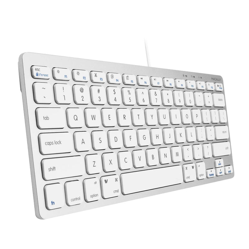 Macally Mini Wired Keyboard and an Adjustable Vertical Laptop Stand, Universal Design to Fit Any Laptop
