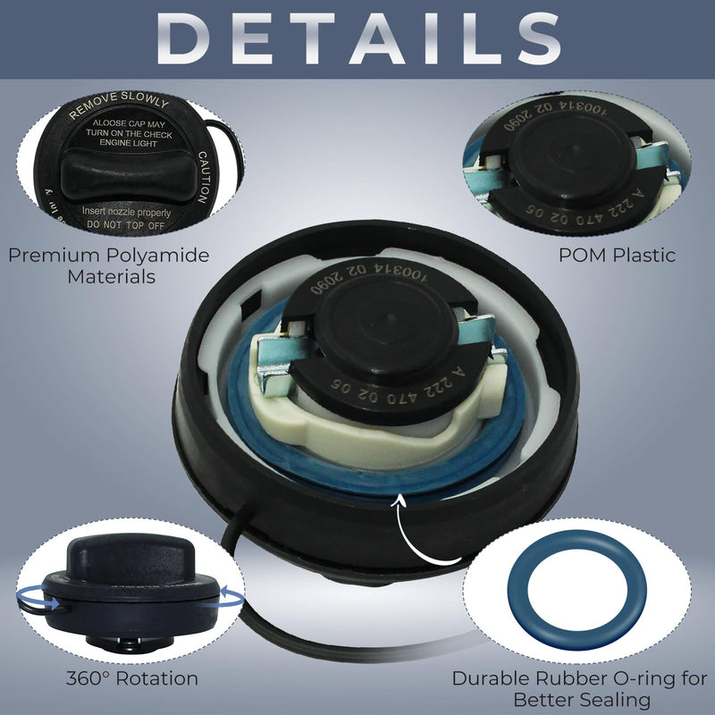 Gas Cap, Fuel Cap For Mercedes Benz CLA250 CLS450 E300 E350 E400 E450 GLA250 GLC300 S450 S550 S550e S560 S600 SL400 SL450 SL550 Maybach S550 E43 E53 E63 AMG GT C R S, 2224700205