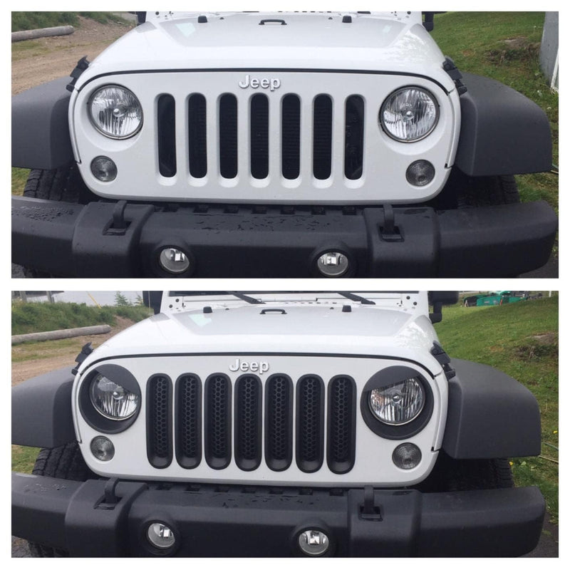 Hooke Road Wrangler Headlight Cover Angry Bird Bezels Trim Matte Black Accessories for 2007-2015 Jeep JK Wrangler & Unlimited - Pair
