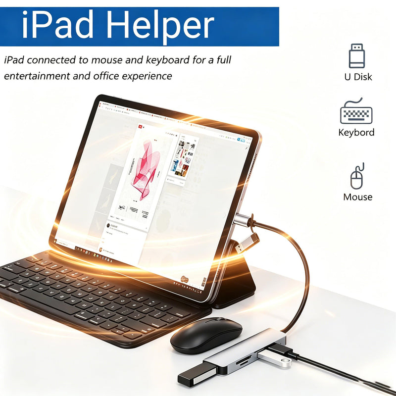 5 in 1 USB C Hub USB-C Multi-Port Adapter with 4K HDMI 100W PD USB 3.0 SD TF Card Reader for Laptops Travel 5in1