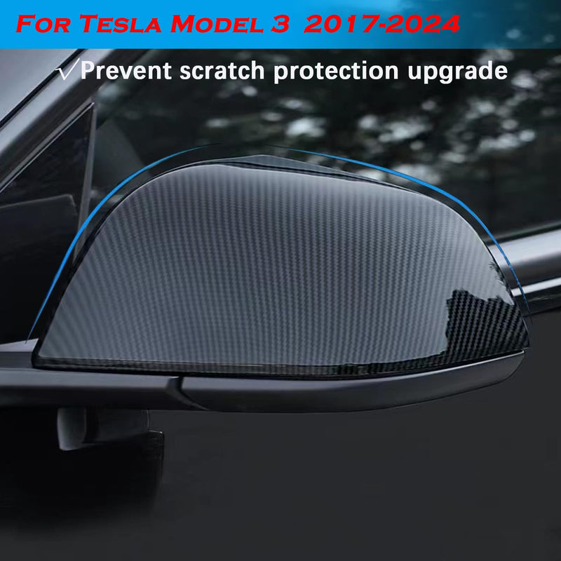 YHCDSEA Rearview Mirror Guard Cover for Tesla Model 3, Side Mirror Cover Exterior Accessories fit for Tesla Model 3 2017-2026 (Glossy Carbon Fiber Pattern) Glossy Carbon Fiber Pattern