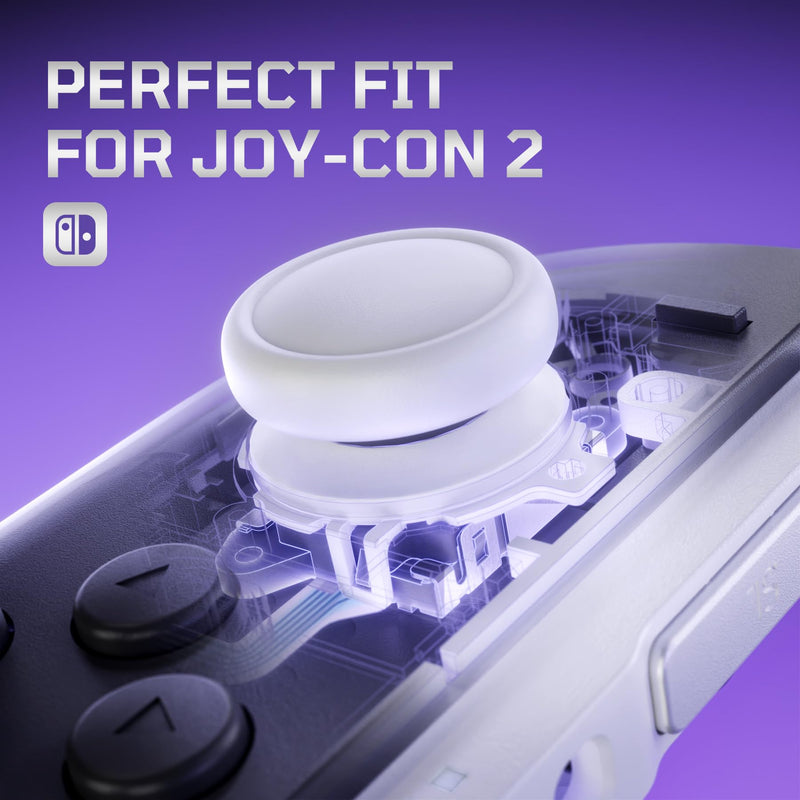 eXtremeRate Replacement 3D Joystick & Thumb Grips & Side Rail Shell Buttons for Nintendo Switch 2 JoyCon, Console Rail Stickers Controller Left Right Analog Stick Thumbsticks Caps for Switch 2 - White
