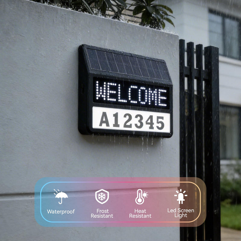 Solar House Numbers for Outside with Digital Screen, APP Control Solar LED Lighted Address Sign, Waterproof Address Signs for Yard, Suitable for Visitors, Emergency Vehicles and Warning Signs
