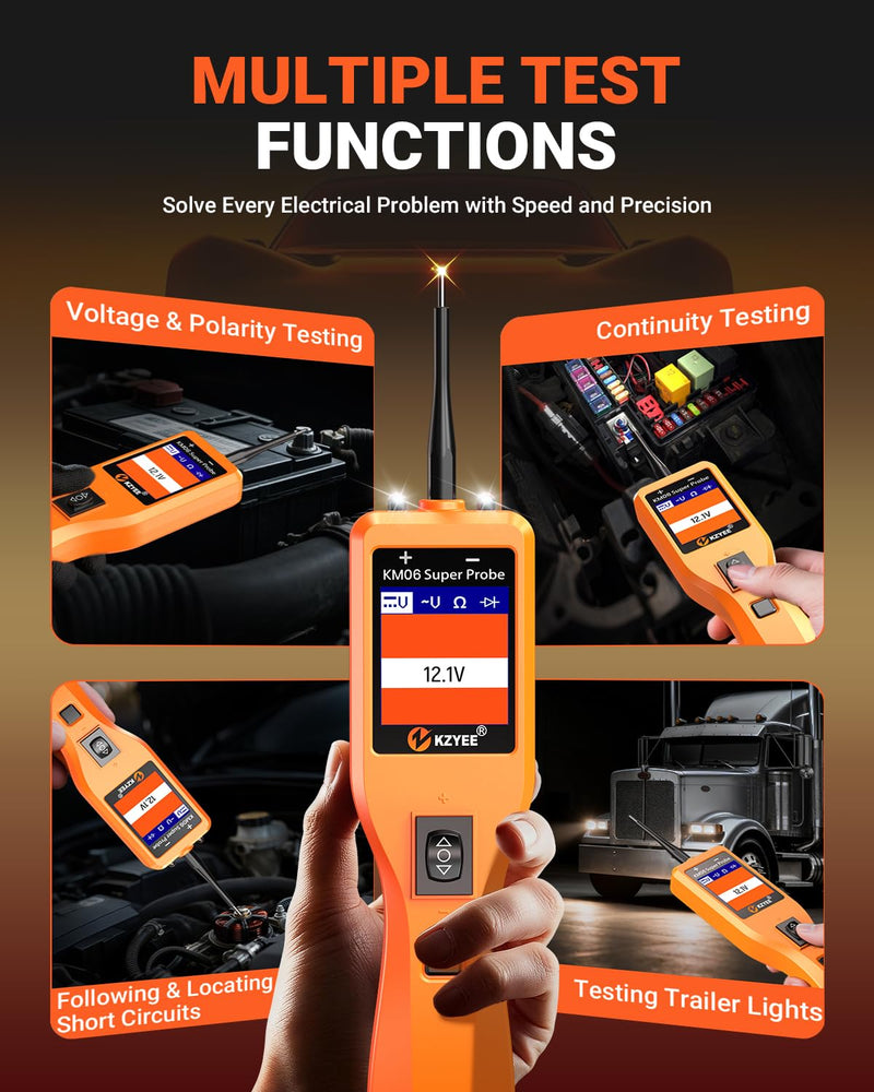 KZYEE KM06 Essential Power Circuit Probe Kit, 4-Mode Automotive Electrical Tool for 8–35V Systems, Stable Voltage & Continuity Check, Safe Component Activation for DIY Repairs