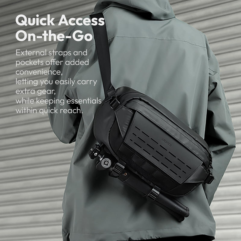 ULANZI 9L Camera Sling Bag, Water-Resistant Camera Case with Tripod Holder | DSLR/SLR/Mirrorless Camera Bags Crossbody for Photographers Video Photo Live Pov Vlog Photography Accessories- Black Black 9L