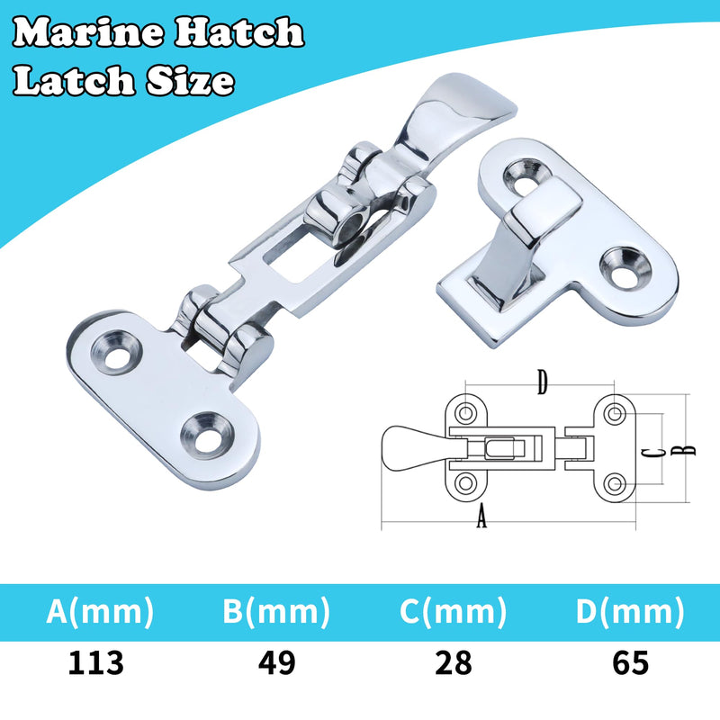 Marine Hatch Latch 316 Stainless Steel Boat Door & Hatch Anti-Rattle Boat Latches, Heavy-Duty Hold Down Clamp Latches - Yacht & Boat Hardware - Pack of 1/2/4 Pack of 2