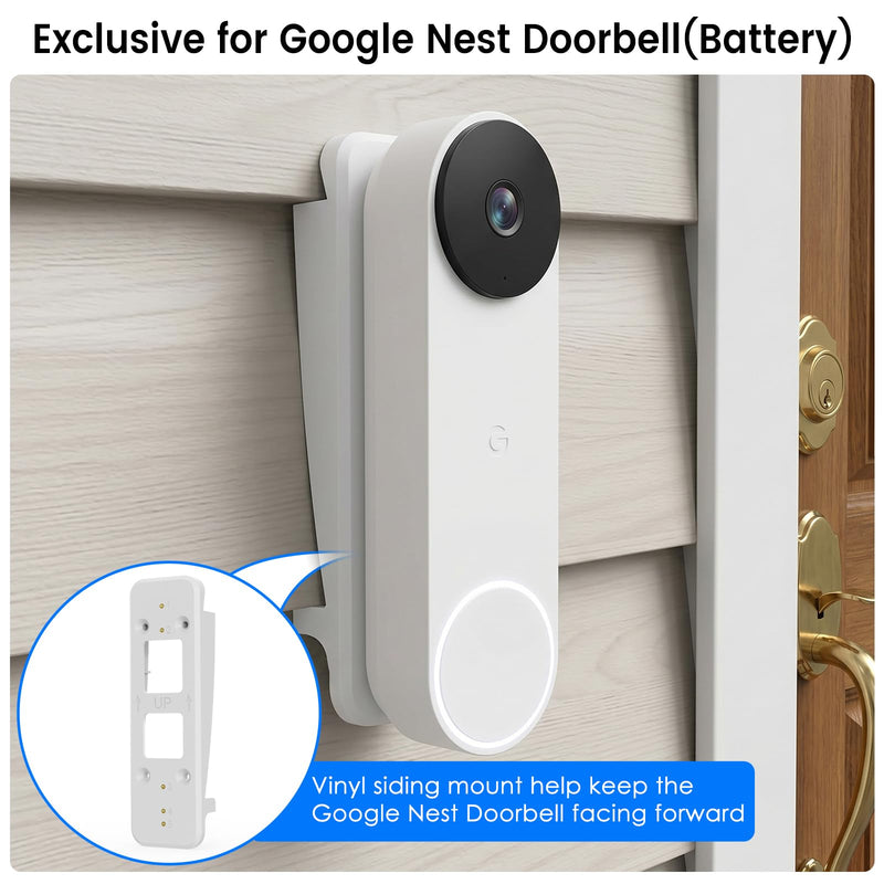 Vinyl Siding Mount for Google Nest Doorbell (Battery), Adjustable Angle Doorbell Wedge Corner Mounting Bracket Kit for Nest Doorbell, Solve Siding Tilt Problem (4" Standard Vinyl Siding Only)