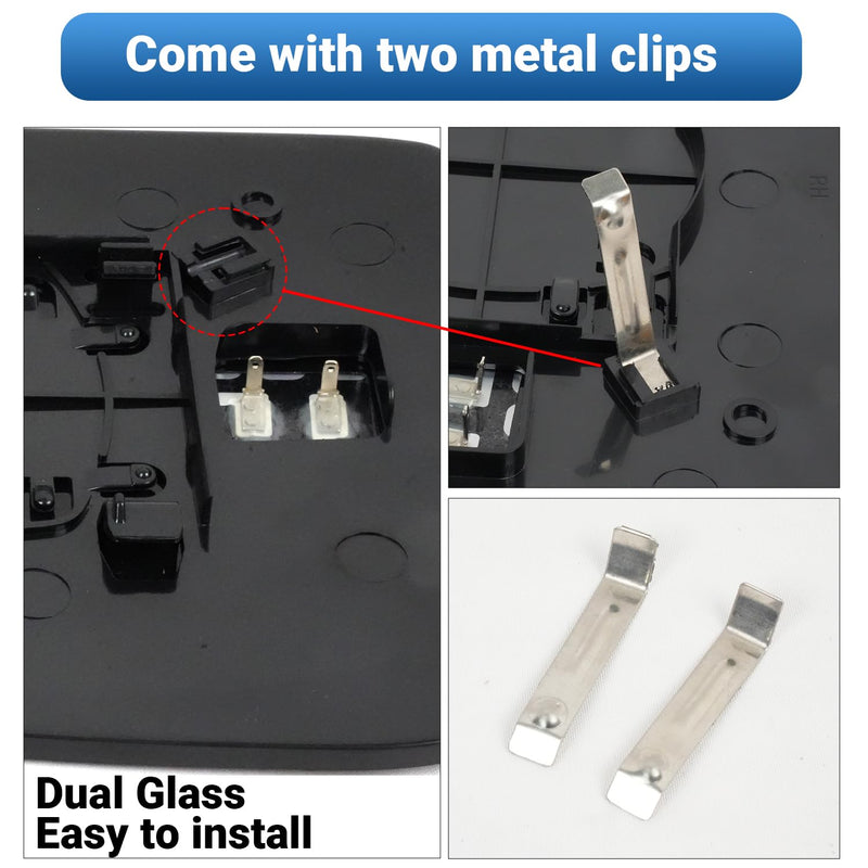 For Dodge Ram 1500/2500 Passenger Side Heated Mirror Glass | 2009-2018 Truck Mirror Replacement | Convex Design + Built-In Heater | Easy Install Passenger Side（Right）