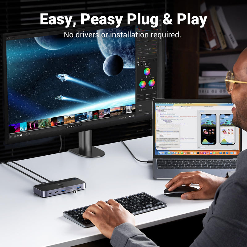 UGREEN USB 3.0 Switch 2 Computers Sharing USB C & A Devices Bundle with USB to USB C 3.0 Adapter 2 Pack