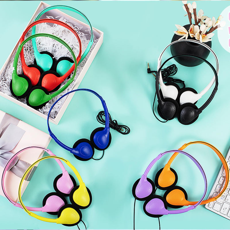 5 Pack Classroom Bulk Headphones for School Kids, Wholesale Class Set Wired Earphones for Students Children Toddler Teens Boys Girls and Adult (LS04, 5 Mixed)