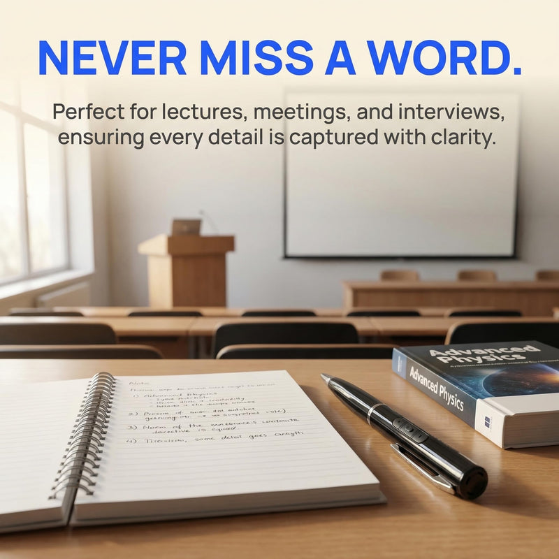 64GB Voice Recorder Pen, One-Touch Recording & MP3 Player, HD Noise Reduction, Playback While Writing, Ideal for Business Meetings, Interviews, Students