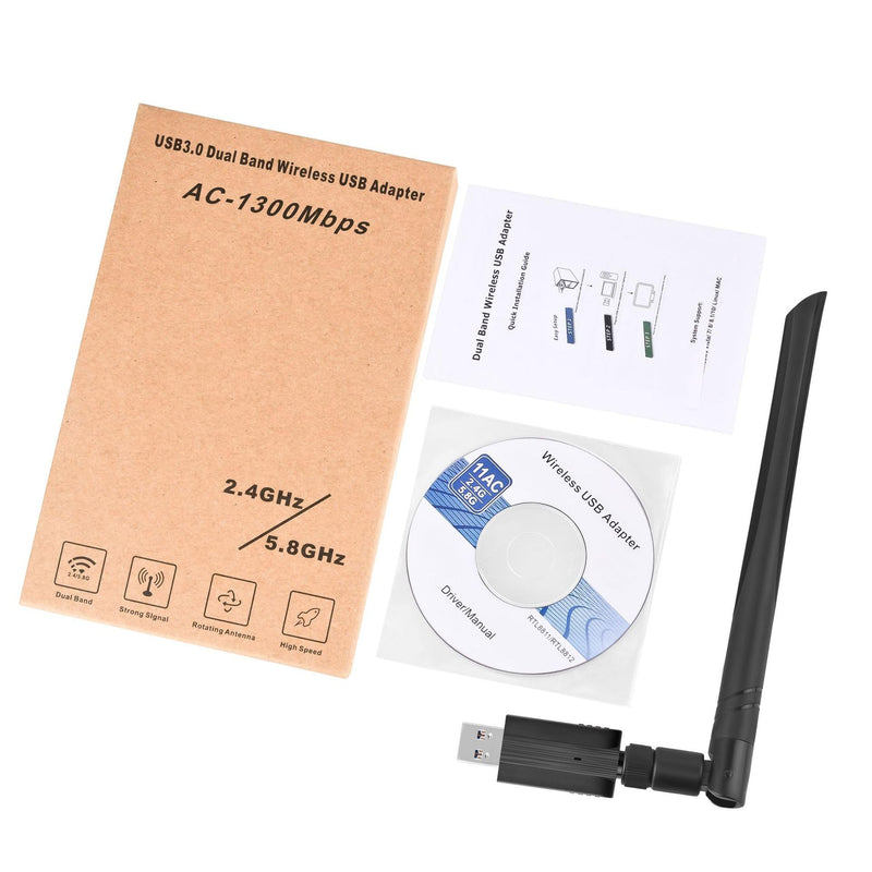1300Mbps USB Wifi Adapter for PC, CORN Dual Band 2.4G/5.8G High Gain 5dBi Antenna Wireless Network Wi-Fi Dongle Adapter Support Windows 11/10, Windows 7, Windows 8, Windows Vista/XP, Mac OS 10.9-10.15