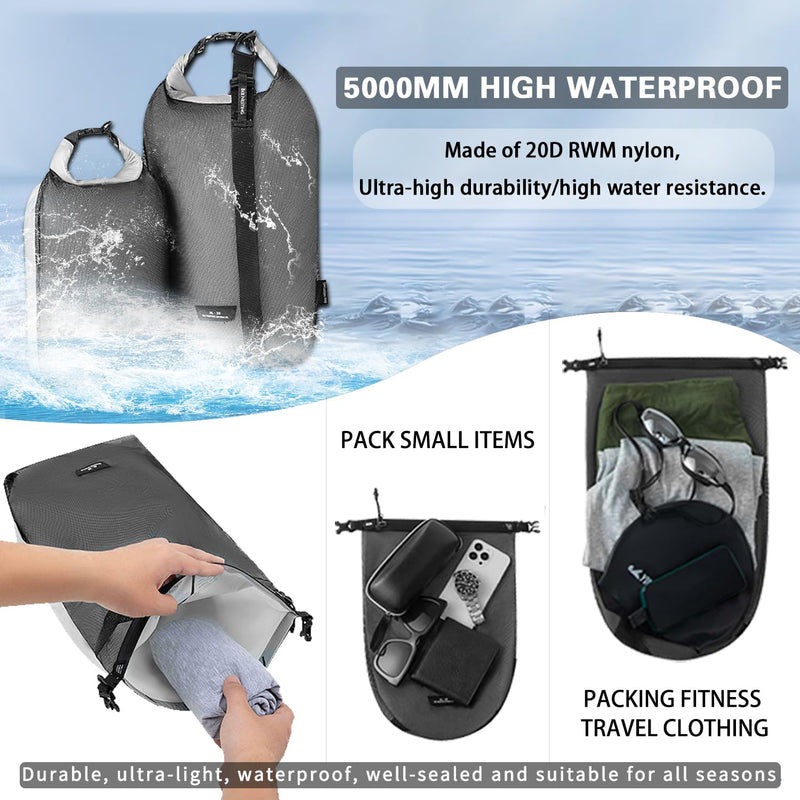 Bee Nesting Waterproof dry sack Lightweight Dry Bag Soft and comfortable stuff sacks for backpacking Rafting Boating Camping (Green, 4L 8L) Green