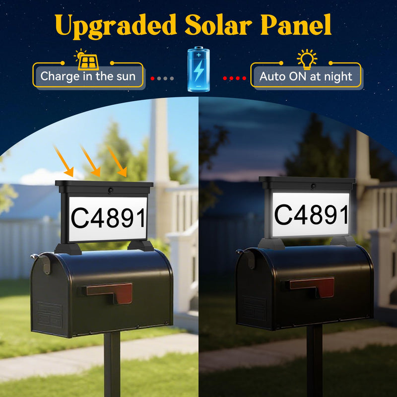LumiZen Solar Address Sign,Double-Sided 3-Color Lighting LED Mailbox Number Plaque,Waterproof Outdoor Address Plaque for Mailbox Topper, Address Numbers House Numbers