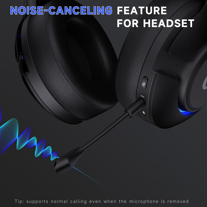 syndesmos Wireless PS5 Headset, 2.4GHz Gaming Headset for PS5, PC, Switch, Bluetooth 5.3 Headphones with Noise Canceling Mic, 7.1 Surround Sound, Low-Latency, 45H Battery, Black
