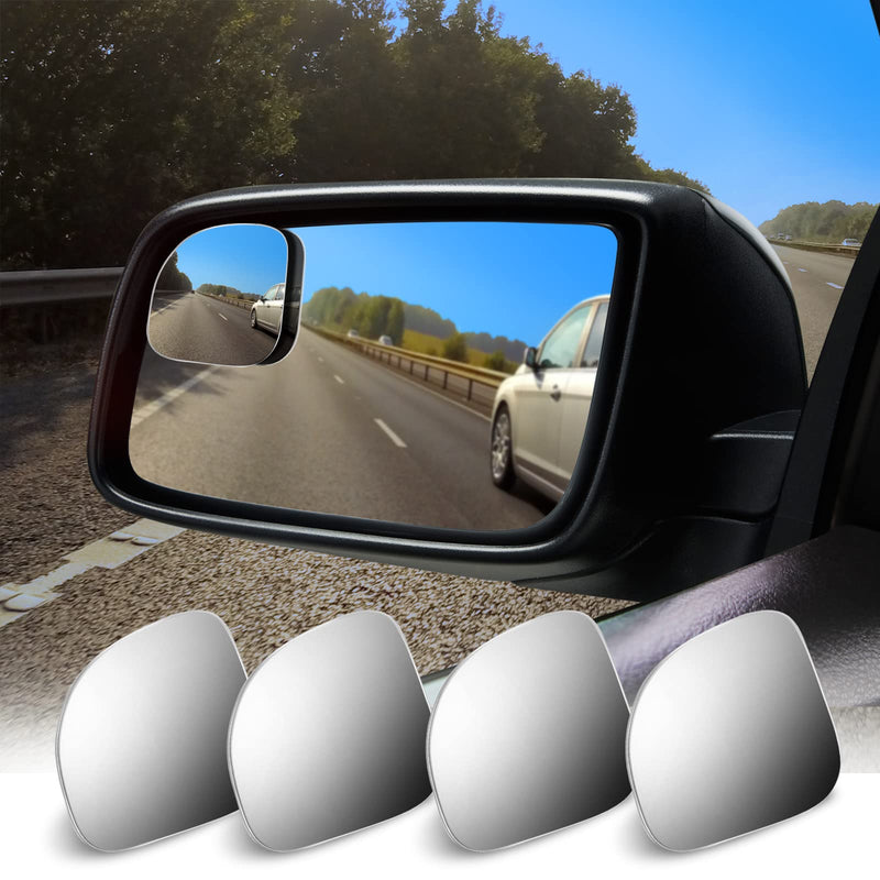 4 Pieces Fan-Shaped Automobile Rear Blind Spot Mirror, 360 Degree Rotating Design, Automobile Side Wide Angle Safety Convex Rearview for Car Truck Van (Natural Mirror Color)