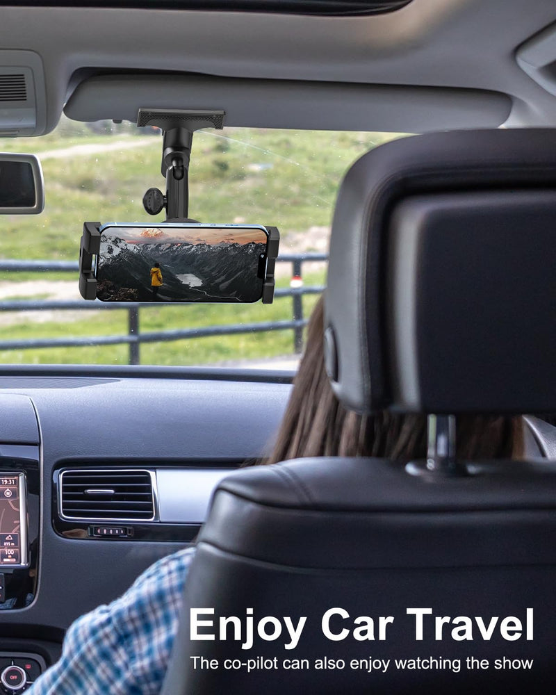 Metal Sun Visor Car Phone Holder, 360° Adjustable Magic Arm Phone Mount for Car Visor Clip, Phone Holders for Your Car for iPhone 17 Pro Max 16 15 14 13 12 11 Air Plus, S25, More 4.7 to 7" Smartphones