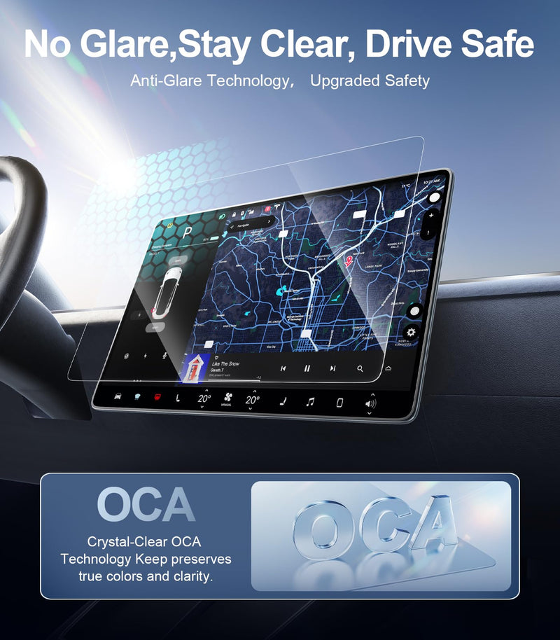 Nmoiss 3 in 1 16“ New 2026 Model Y Premium & performance Screen Protector | [9H+ Hardness No More Glare & Fingerprint] Matte 3 Psc Protector Center Display + Rear Touchscreen + Rearview Mirror Model Y 16“ Model Y