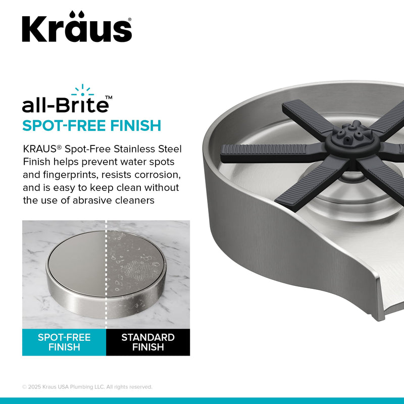 KRAUS CleanMate Glass Rinser for Kitchen Sink in Spot-Free Stainless Steel Color Finish, KGR-500SFS Spot Free Stainless Steel