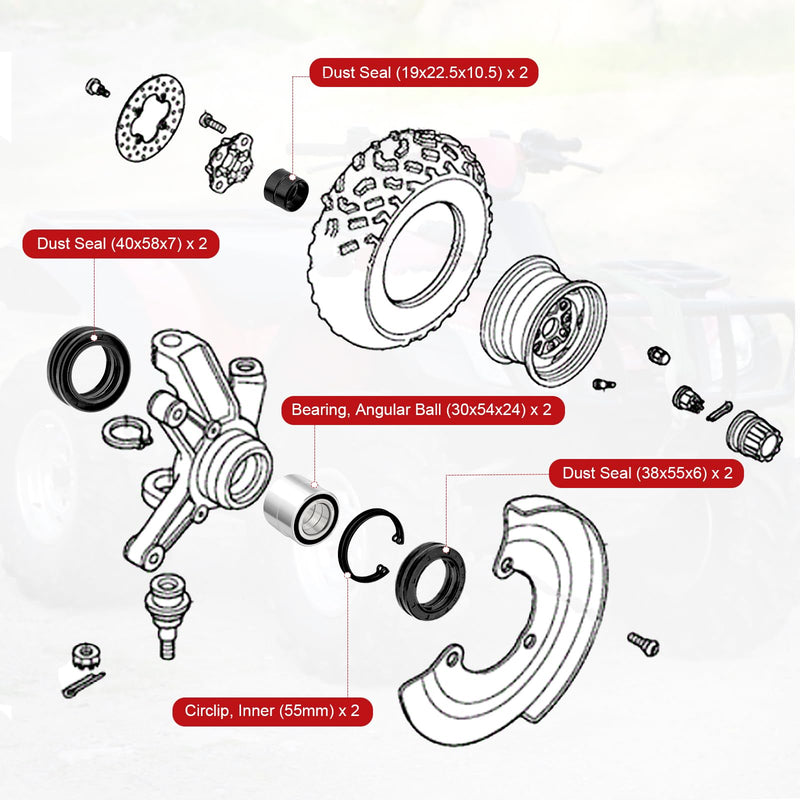 Wheel Bearings Seals Front for Honda Foreman 500 400 450 Rincon 650 680 Rubicon 500