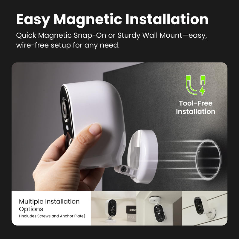 Security Cameras Wireless Outdoor, 2K Outside Camera for Home Security, Battery Camera, Magnetic Mount, AI Detection, Color Night Vision, Spotlight, Waterproof, 2.4GHz WiFi, Cloud & SD Storage 2K-2 Pack