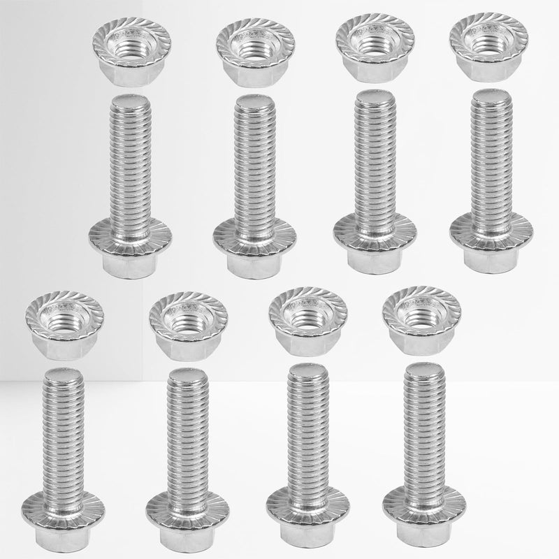 Flange Hex Head Bolts, Flange Nuts, 304 Stainless Steel, Exhaust Manifold Hardware Kit (Bolts&Nuts) M10 x 1.5-35mm (8-Pack)