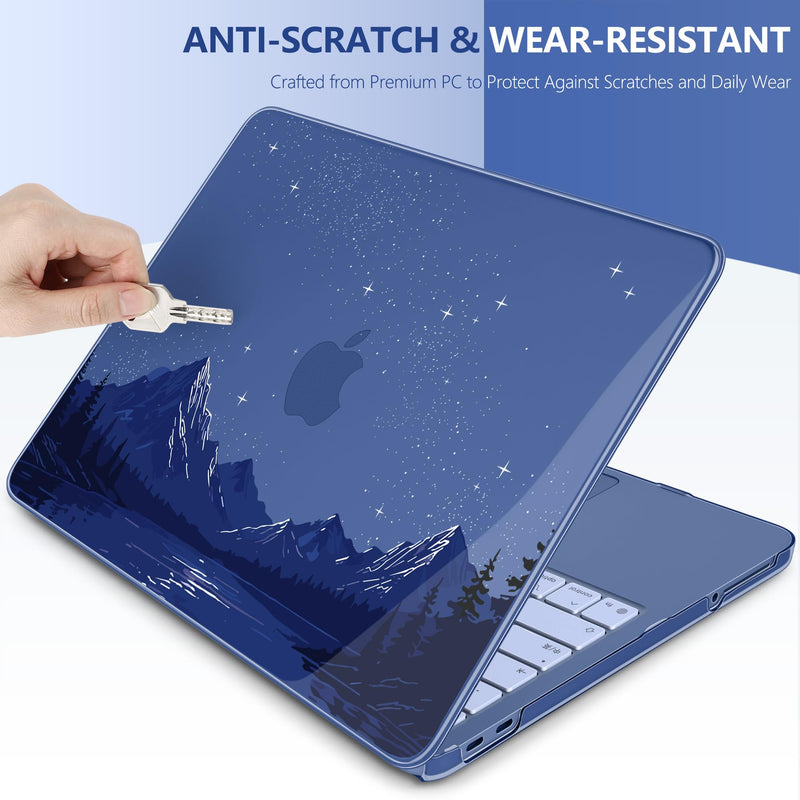 Batianda Case for MacBook Neo 13 Inch 2026 Model A3404, Starry Night Lake | 4-in-1 Laptop Accessories Bundle with Navy Nature Mountain Design, Ultra Slim Hard Shell for Travelers and Outdoor Lovers