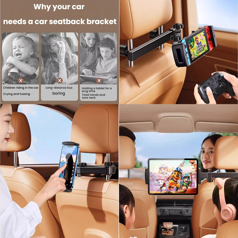 Chapter Seven Car Headrest Tablet Holder,[Lockable 3 in 1 Extension Arm & 360° Rotation],Tablet Mount for Car Backseat,Gifts Road Trip Essentials for Kids,for 4.7-13" Devices