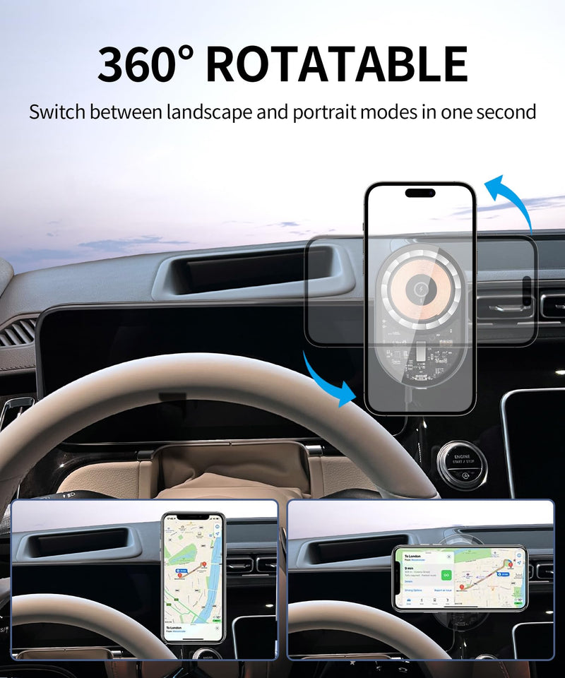 15W Wireless Charger Car Phone Holder for Mercedes-Benz S-Class 2021-2026 | 12.3" Screen Magsafe Accessories Fast Charging Magnetic Cell Phone Holder Clip Compatible with iPhone Android, 3D Fit Bracket