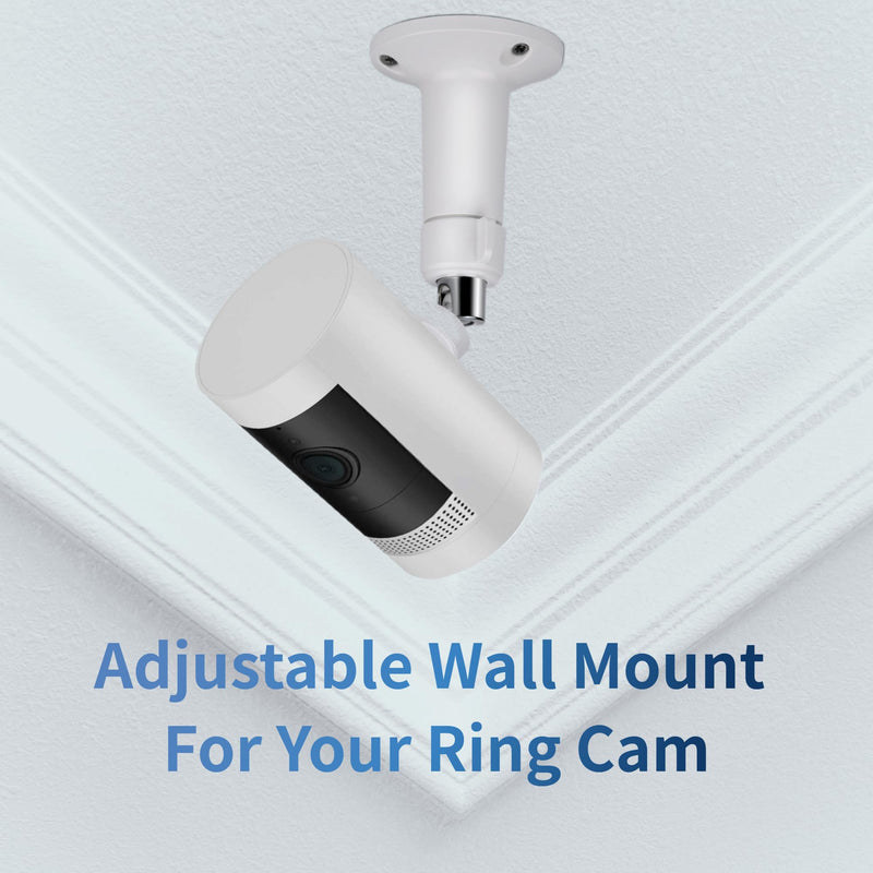 4 Pack Adjustable Wall Mount for Ring Stick Up Cam Wired/Battery and Ring Indoor Cam HD Security Camera, 360 Degree Adjustable Mounting Bracket for Camera with 1/4 Screw connector (4 pack, White) 4 pack