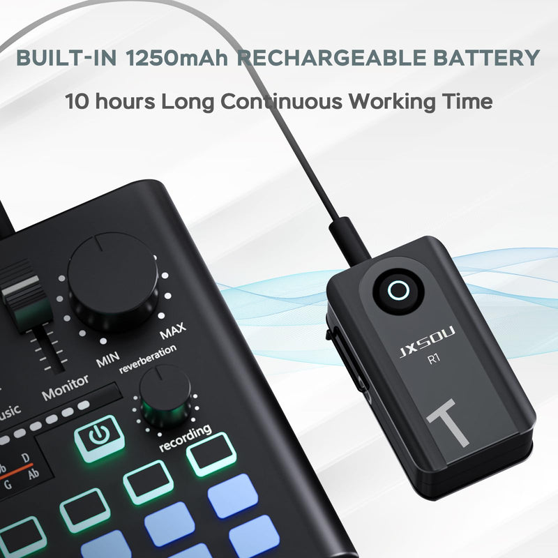 Wireless in-Ear Monitoring System, R1 5.8GHz Stereo Audio transmitting for Recording Studio, Band Performance, Live Broadcast One Transmitter + One Receiver