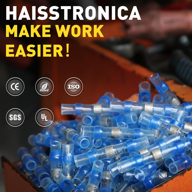 haisstronica 400PCS Solder Seal Wire Connectors,Waterproof Heat Shrink Butt Connectors Terminals for Watercraft,Electrical,Electronics AWG 22-18 Red 400