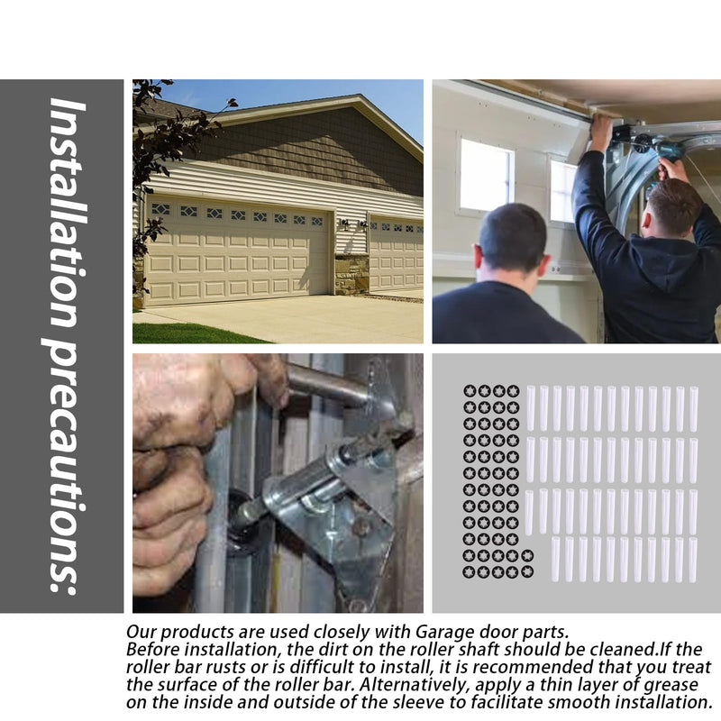 XTPTFABS Garage Door Hinge Quiet Roller Sleeves Shaft gaskets Compatible with New Rollers or Stems (ID-11mm; OD-11.90mm; L-80mm)