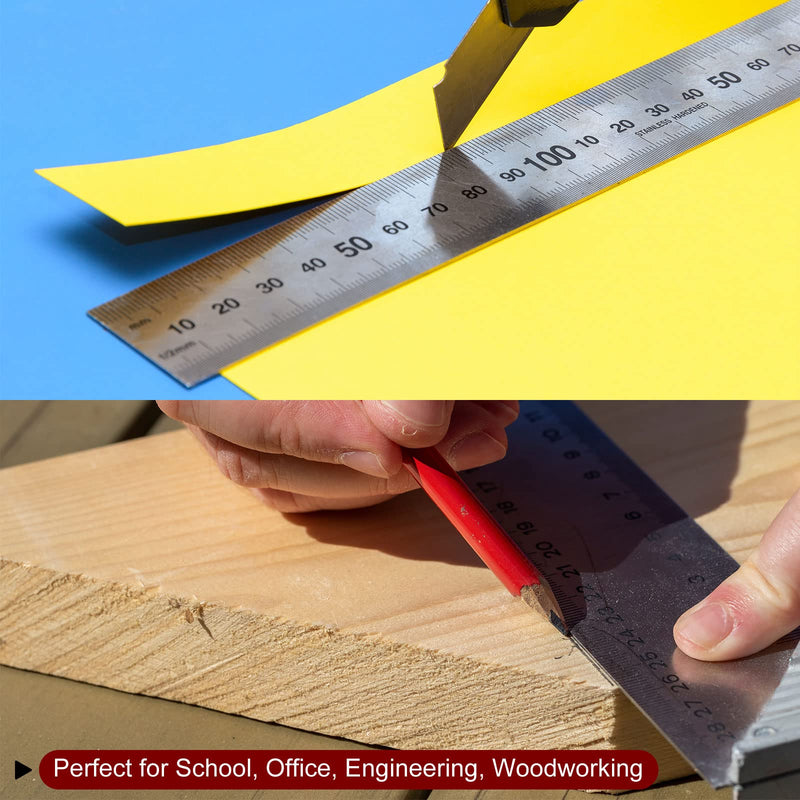 HARFINGTON Stainless Steel Ruler 120cm/48 Length x 1/20" Thick x 1-1/2" Wide Inch and Metric Straight Edge Measuring Tools for Woodworking Painting Craft, Silver Tone 48"x1/20"x1-1/2"