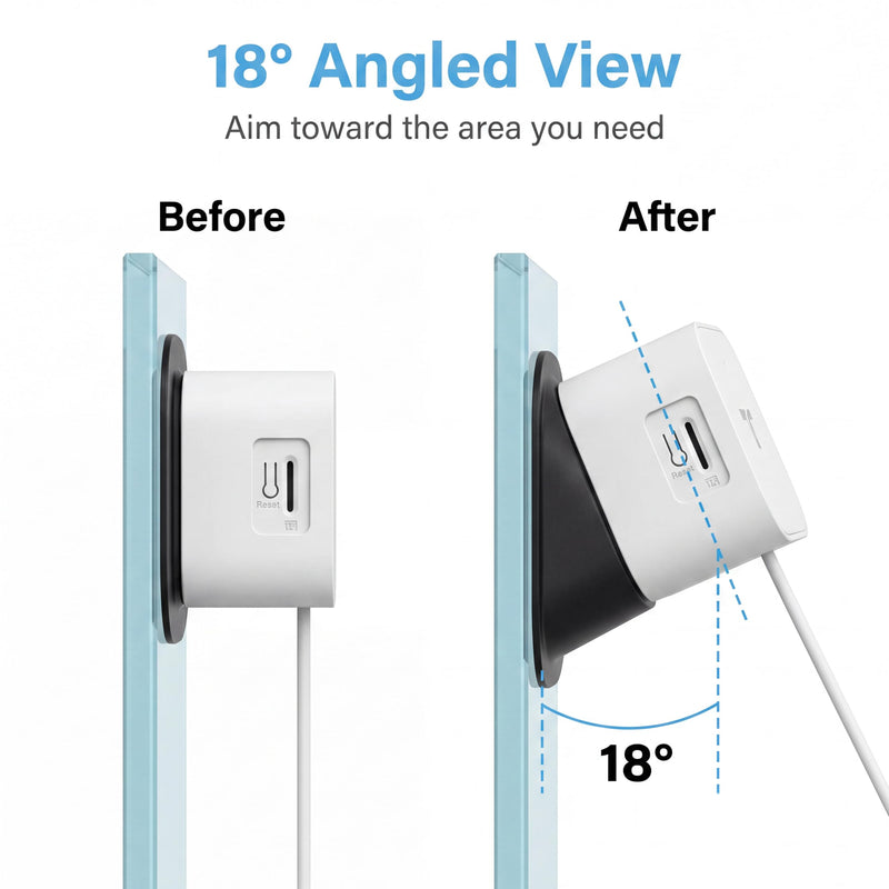 2 Pack Angled Window Camera Mount, 18° Angle Adapter for Most Magnetic Window Security Cameras Viewing Through Glass, Adhesive Glass Mount, 30mm Lens Opening
