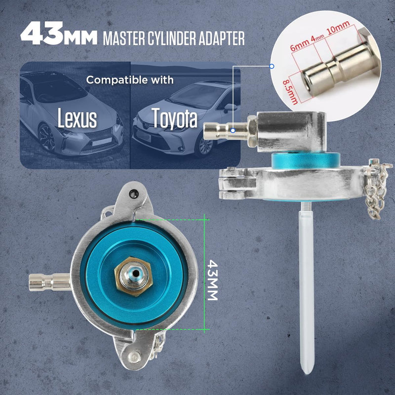 CMTOOL 43mm Brake Bleeder Adapter Compatible with Toyota and Lexus, Aluminum 43mm Master Cylinder Adapter, Works with Brake Bleeder Kit