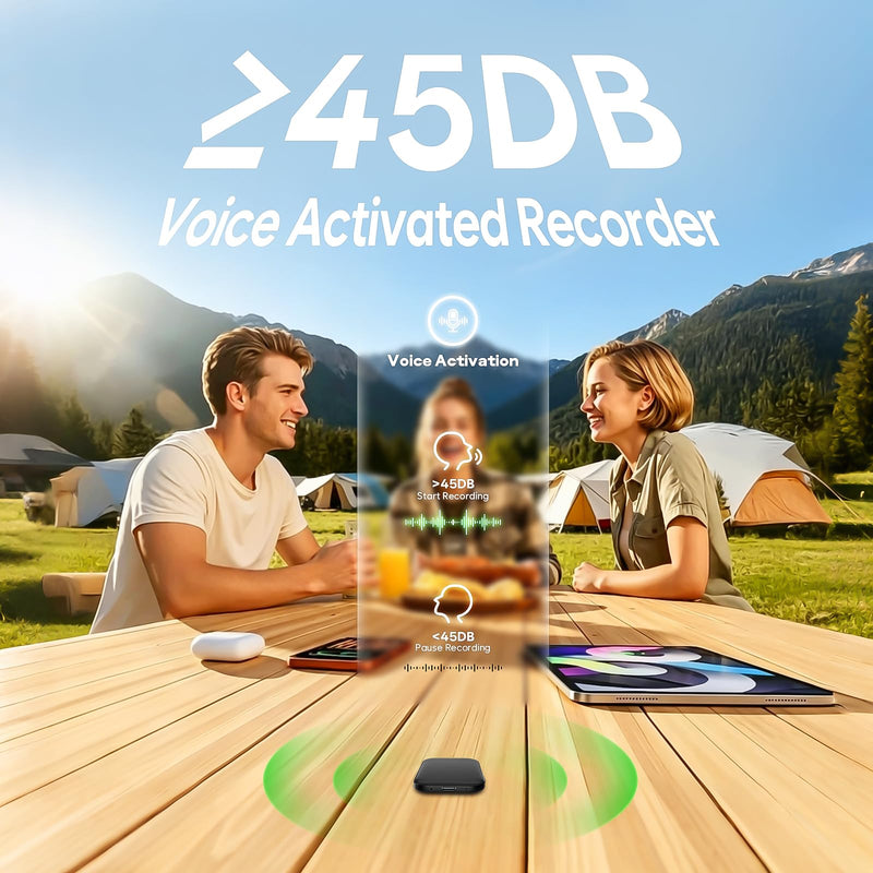 136GB (18800 Hour) Double-Sided Magnetic Voice Activated Recorder, Audio Recorder AI Smart Noise Reduction, MP3 & USB-C Digital Voice Recorder, 100H Continuous Recording Device for Meetings/Interviews 136.0 GB
